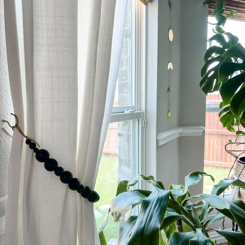 Deco Azul Black Curtain Tiebacks Boho - Black Curtain holdbacks - Farmhouse Curtain tiebacks - Black tie backs - Black curtain tie back hooks - Set of 2 - Image 4